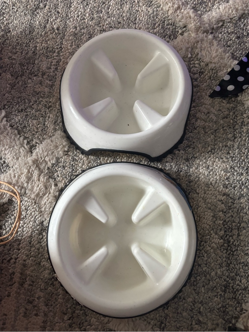 White Slow-Feed Pet Bowl with Non-Slip Base (Set of 2)